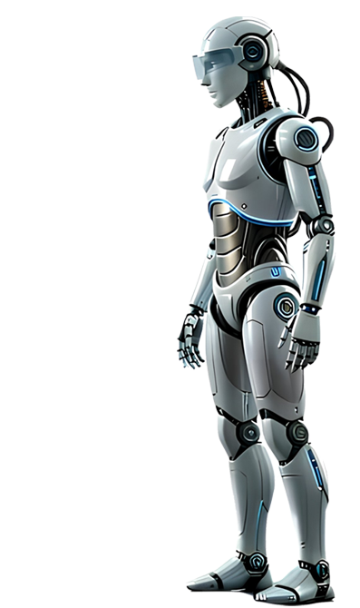 Robot umanoide che rappresenta un'elevata presenza di automazioni e intelligenza artificiale nelle aziende.